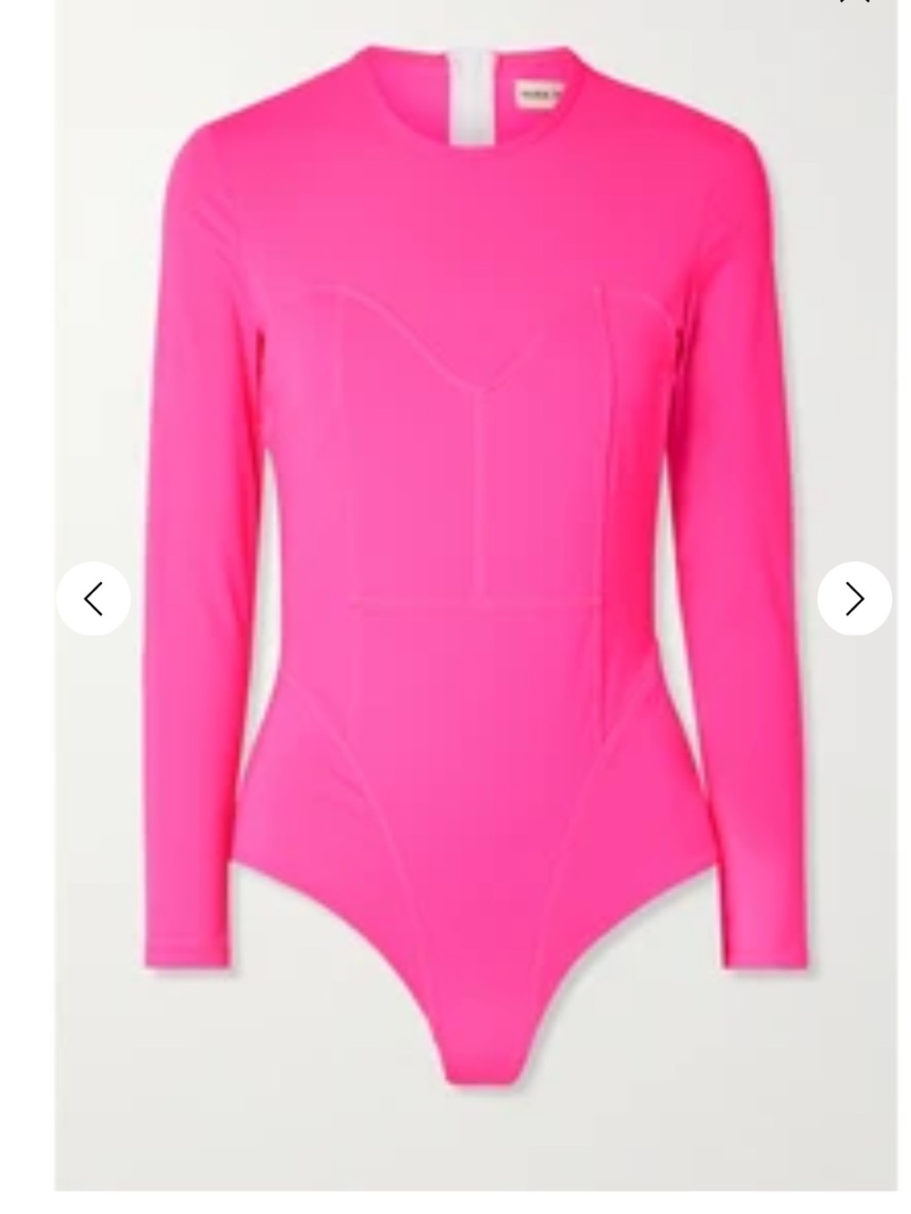 Mara Hoffman “Lido” Neon Pink Long-Sleeve One-Piece Swimsuit